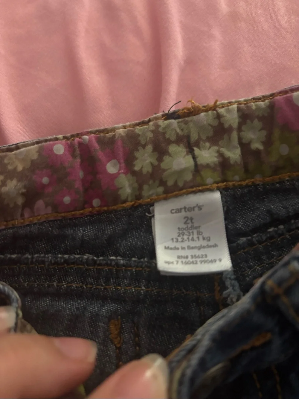 Gymboree Dark Blue Flare Jeans with Pink Floral Detail Toddler 2t